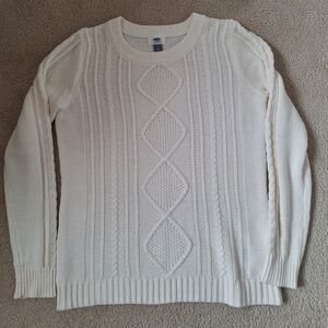 NWOT Women's ivory cotton blend cable knit sweater old navy large
